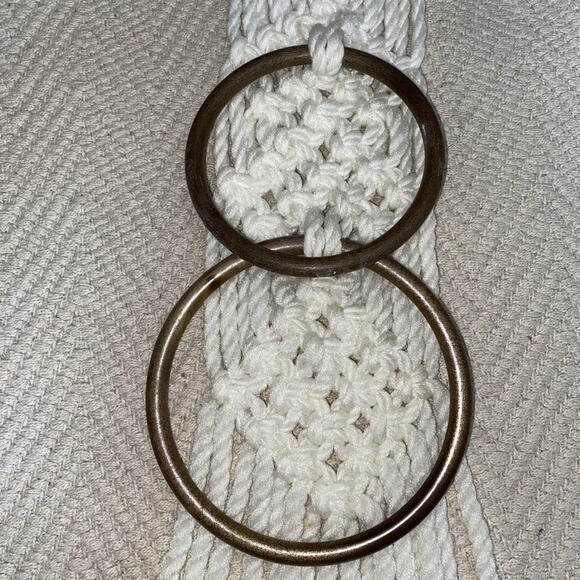 Macrame Towel Holder Ring Ceramic Butterflies Fringe Vintage Boho Fairy Hippie - Picture 4 of 9